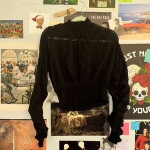 Sheer Lace Mock Neck Top